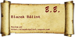 Blazek Bálint névjegykártya